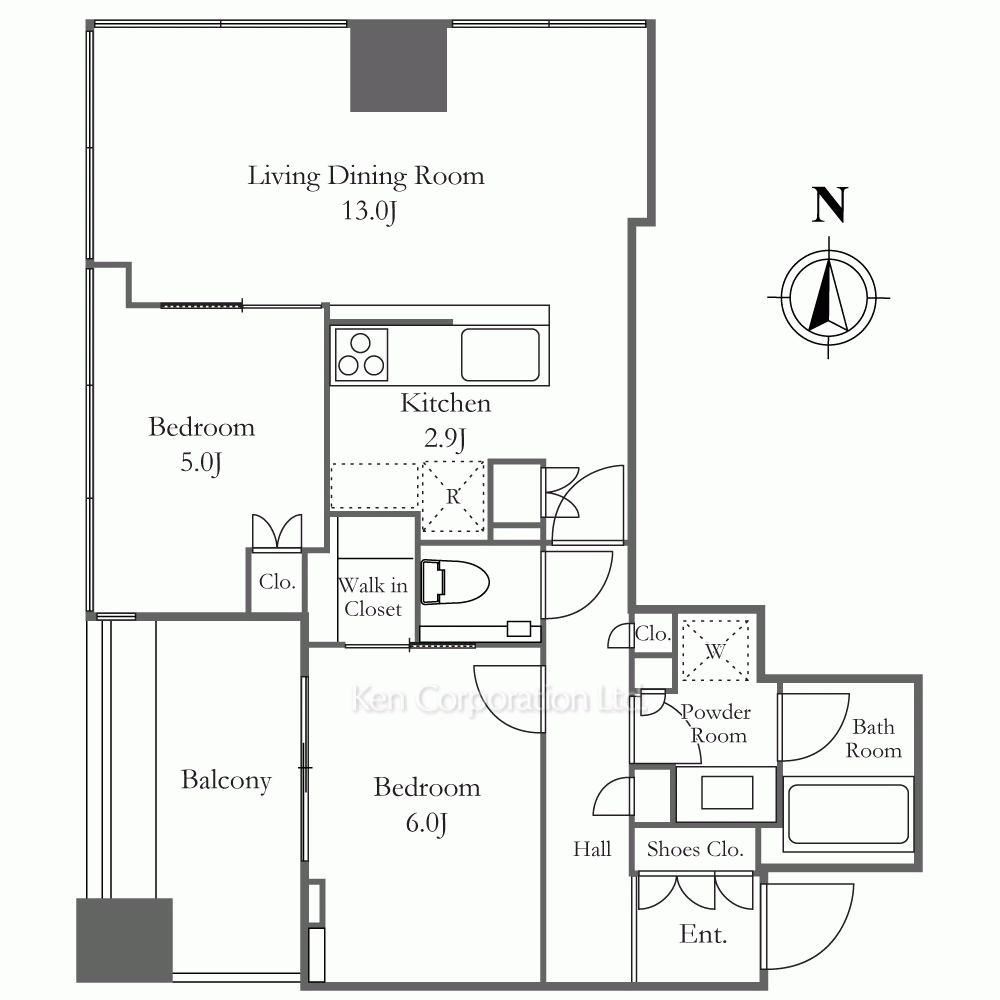 白金ザ・スカイ EAST棟 13階 2LDK 2023010145｜高級賃貸マンションや 